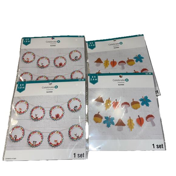 Celebrate It 4 Thanksgiving Paper Banners NIP 2 @6/8 Ft Thanksgiving Fall Decor - Picture 1 of 6